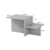 Table basse asymétrique design moderne avec 2 étagères Harmony 