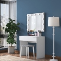 Coiffeuse mobile avec tiroir, miroir LED et tabouret Tabs Promotion