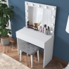 Coiffeuse mobile avec tiroir, miroir LED et tabouret Tabs Vente