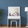 Coiffeuse mobile avec tiroir, miroir LED et tabouret Tabs Remises
