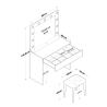 Coiffeuse mobile avec tiroir, miroir LED et tabouret Tabs Dimensions