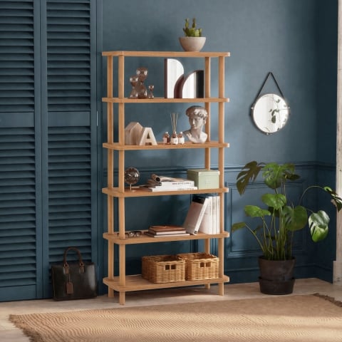 Moderne houten boekenkast met 5 planken 80x168x28cm natuurlijk Gala Aanbieding