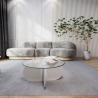 Ronde design salontafel van hout en glas 75x35cm Aanbod