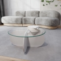 Ronde design salontafel van hout en glas 75x35cm Kortingen