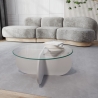 Ronde design salontafel van hout en glas 75x35cm Kortingen