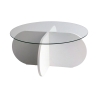 Ronde design salontafel van hout en glas 75x35cm Voorraad