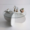 Ronde design salontafel van hout en glas 75x35cm Keuze