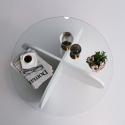 Ronde design salontafel van hout en glas 75x35cm Karakteristieken