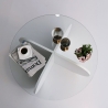 Ronde design salontafel van hout en glas 75x35cm Karakteristieken