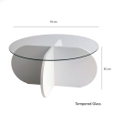 Ronde design salontafel van hout en glas 75x35cm 