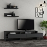 Meuble TV moderne 180 cm avec portes et 2 étagères murales Gara Vente