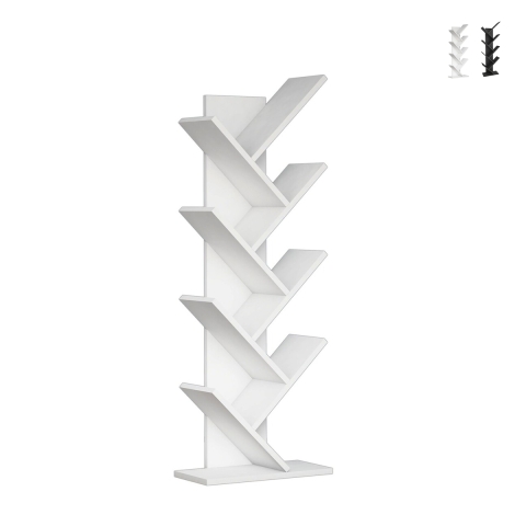 Bibliothèque moderne sur pied h128cm avec 7 étagères inclinées Hitty Promotion