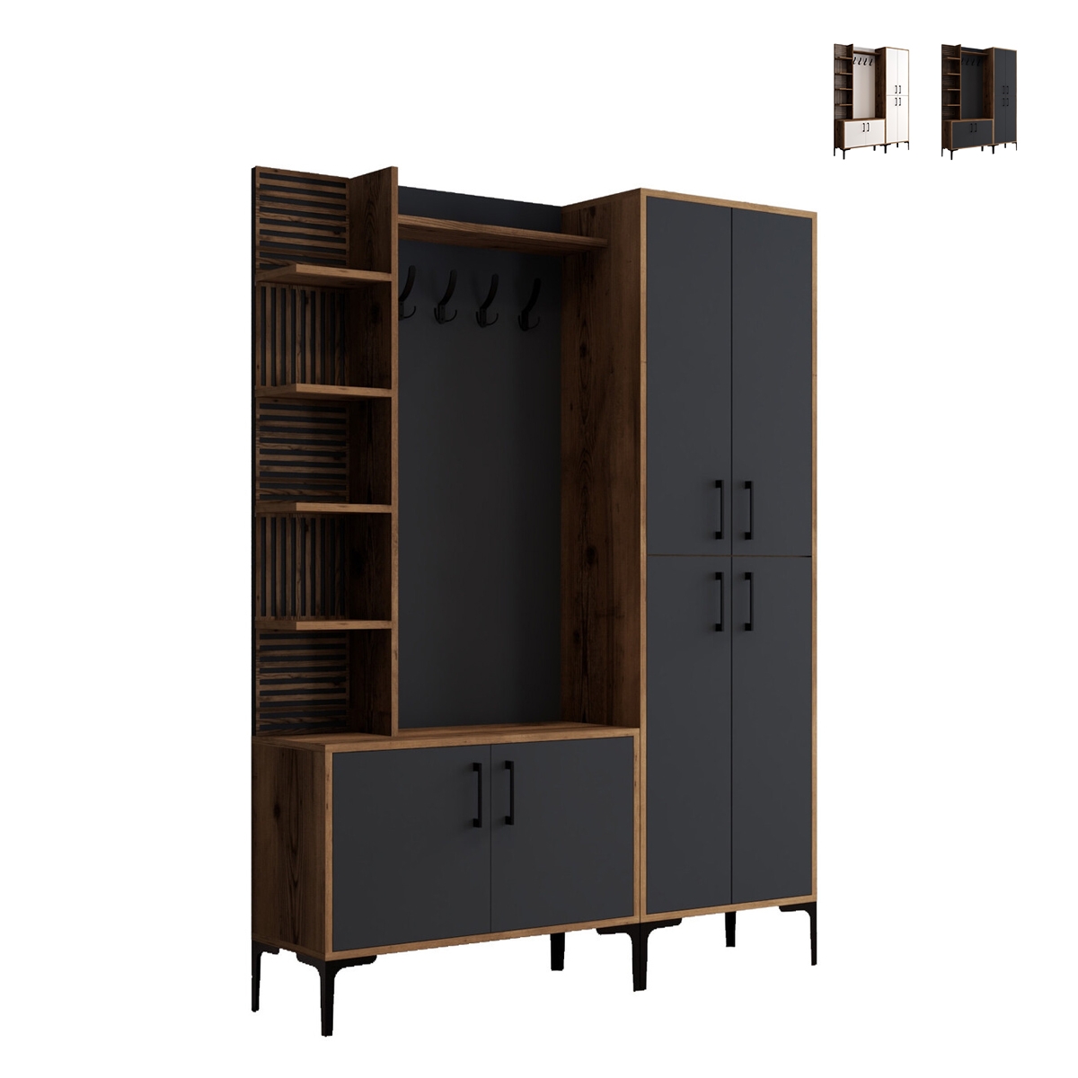 Meuble d'entrée avec penderie et armoire à chaussures 150x200cm Viyana L Promotion Meuble d'entrée avec penderie et armoire à chaussures 150x200cm Viyana L Promotion