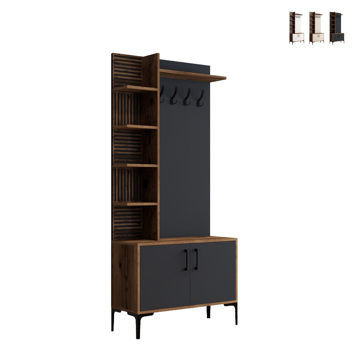 Portant d'entrée avec armoire à chaussures et étagères 90x200cm Viyana S Promotion Portant d'entrée avec armoire à chaussures et étagères 90x200cm Viyana S Promotion