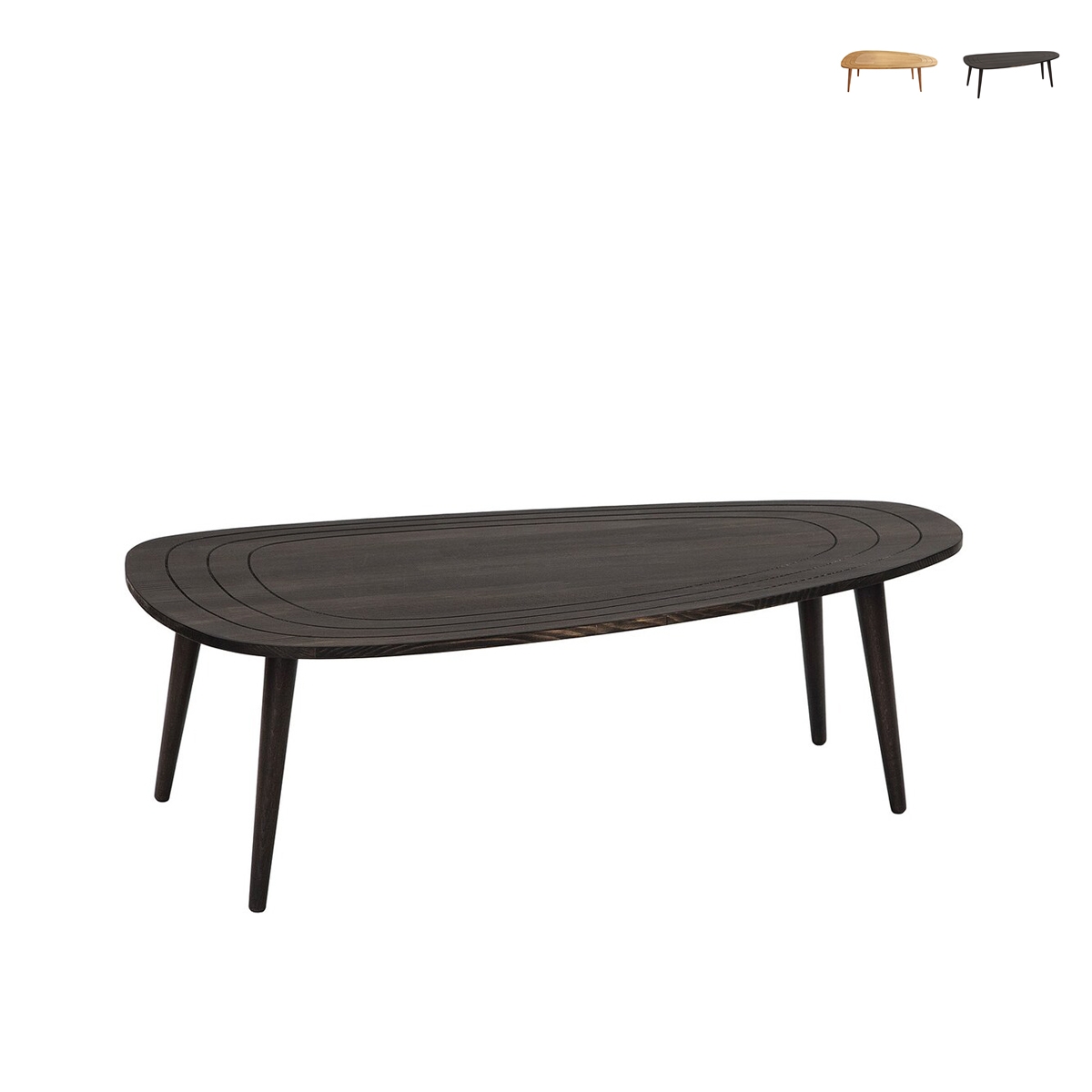 Moderne asymmetrische ovale salontafel van hout 115x50cm Sweet Aanbieding Moderne asymmetrische ovale salontafel van hout 115x50cm Sweet Aanbieding