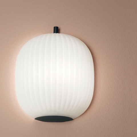 Klassieke wandlamp van glas en zwart metaal Domizia-P Aanbieding