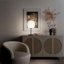 Elegante tafellamp van mondgeblazen glas en zwart metaal Domizia-T Korting