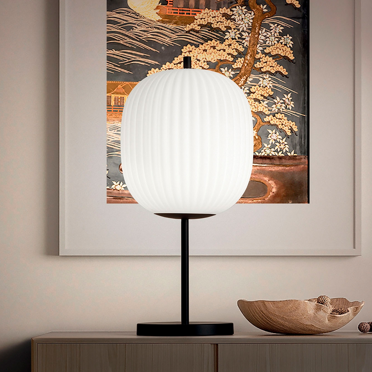 Elegante tafellamp van mondgeblazen glas en zwart metaal Domizia-T Aanbieding