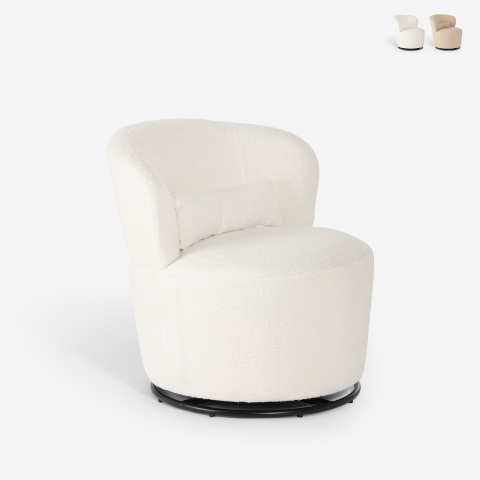 Moderne draaibare fauteuil voor in de woonkamer van bouclè-stof Yammy Aanbieding