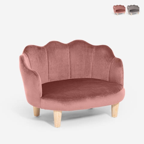 Schelpvormige fluwelen fauteuil en bank voor honden en katten Pally Aanbieding