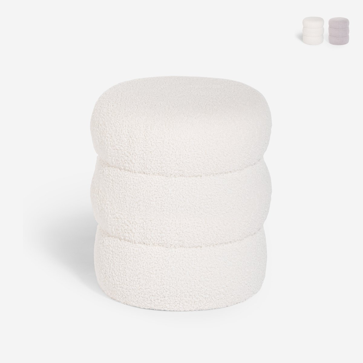Pouf repose-pieds en teddy bouclé design moderne cylindrique Okami Promotion Pouf repose-pieds en teddy bouclé design moderne cylindrique Okami Promotion
