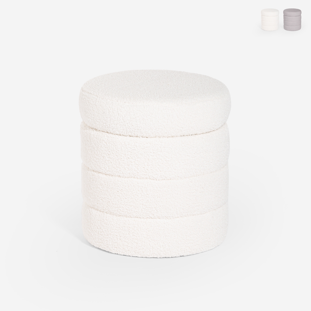 Pouf coffre bouclé design cylindrique pour le salon Mugi Promotion