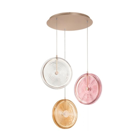 Lustre avec 3 lumières suspendues en verre et métal multicolore Jokey XL Promotion