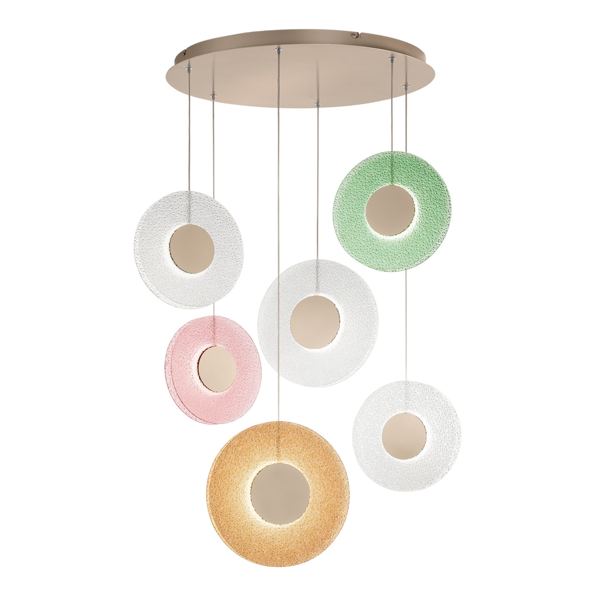Suspension Candy XXL multicolore en verre et métal avec 6 LED Promotion Suspension Candy XXL multicolore en verre et métal avec 6 LED Promotion