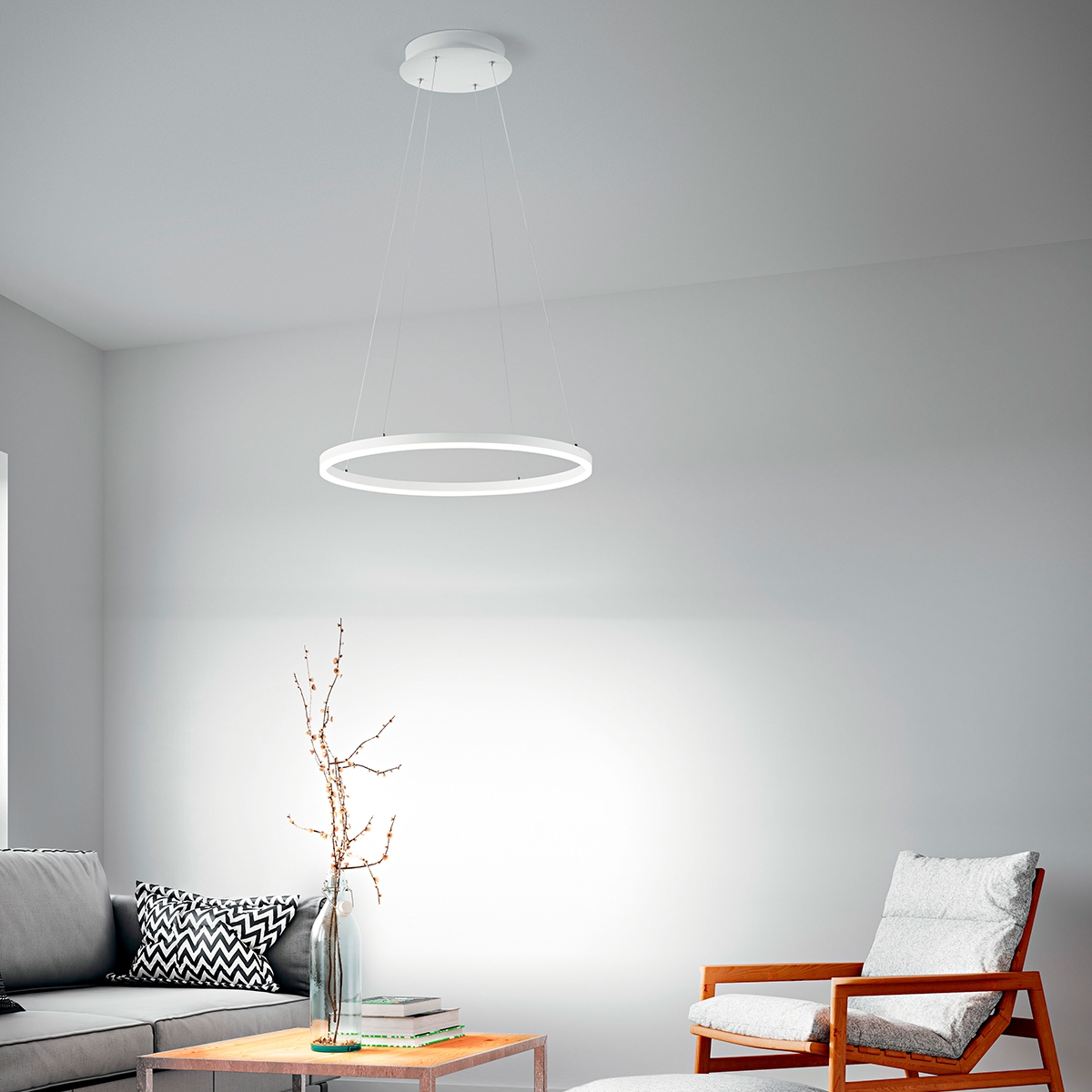 Suspension LED design moderne circulaire en métal blanc Skyround-S Promotion Suspension LED design moderne circulaire en métal blanc Skyround-S Promotion