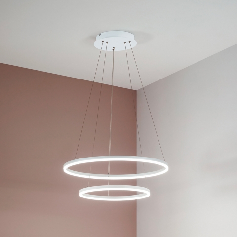 Lampe de suspension LED au design moderne avec double anneau Skyround-2S Promotion