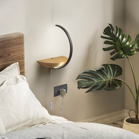 Applique LED en bois avec variateur pour chambre à coucher Roseg Promotion