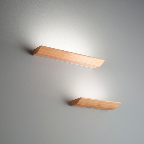 Houten en glazen wandlamp met LED en dimmer Linus Aanbieding