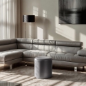 Pouf repose-pieds design cylindre en similicuir blanc gris Hebi Remises