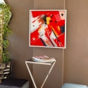 Tableau moderne abstrait 64x64cm peint sur plexiglas cadre blanc Tyvek Vente