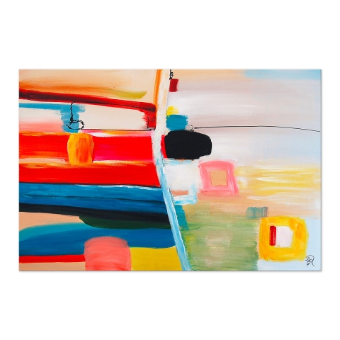 Tableau abstrait 120x80 cm peinture moderne salon chambre Kyolt Promotion