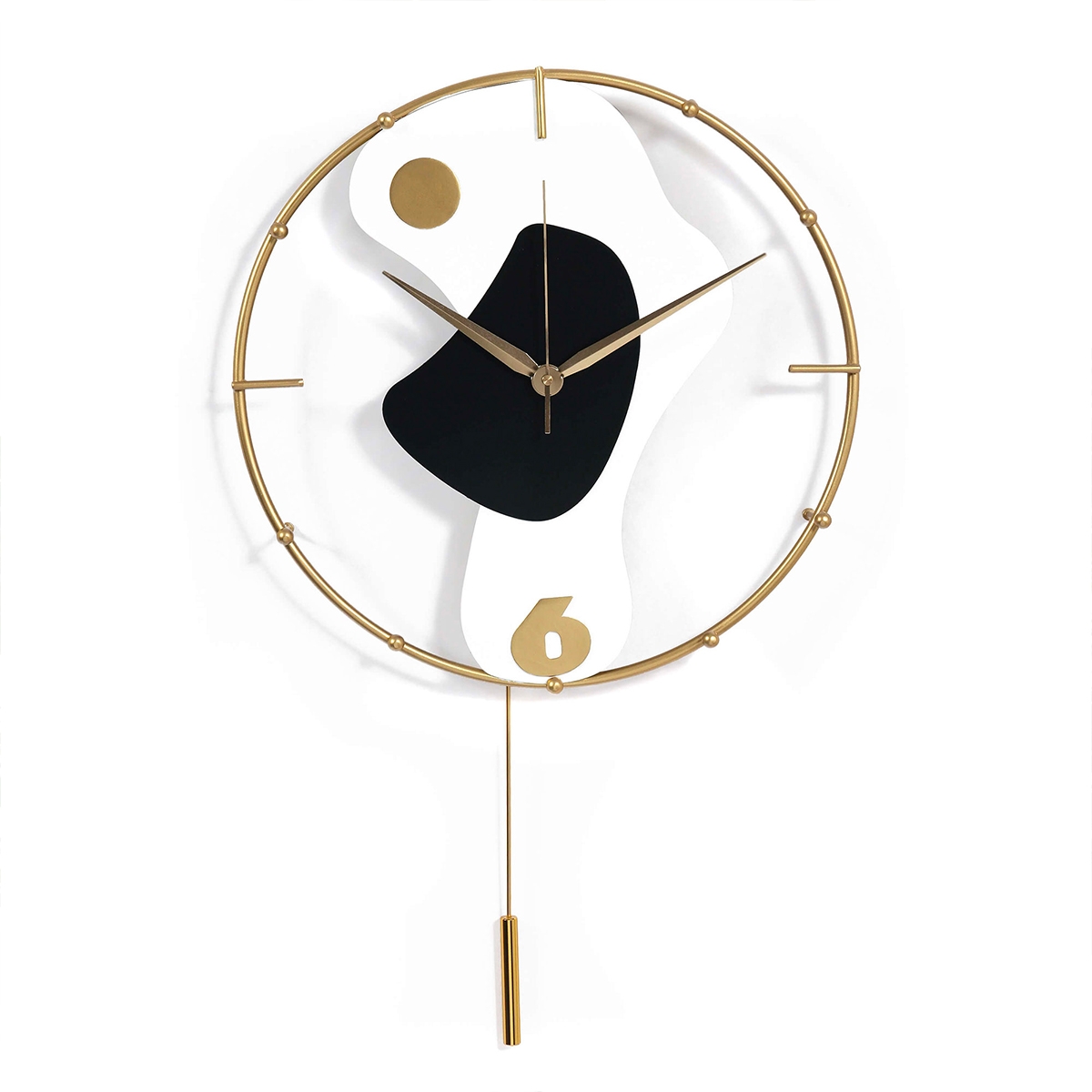 Horloge murale moderne 42x67cm en métal doré avec pendule Bynok Promotion Horloge murale moderne 42x67cm en métal doré avec pendule Bynok Promotion