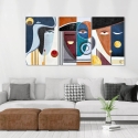 Composition abstraite moderne 180x90cm triptyque sur toile Mola Vente