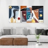 Composition abstraite moderne 180x90cm triptyque sur toile Mola Vente