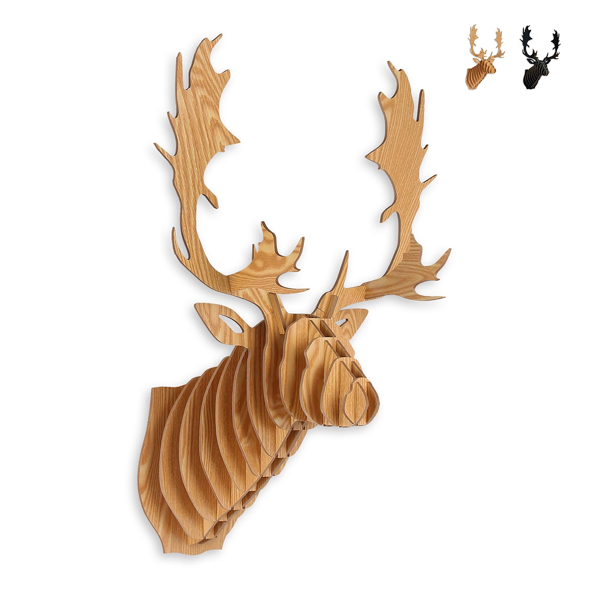 Decoratieve wandversiering rendierkop 3D-puzzel in MDF-hout Fira Korting Decoratieve wandversiering rendierkop 3D-puzzel in MDF-hout Fira Korting
