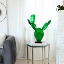 Statue moderne cactus en résine vert métallisé Roka Vente