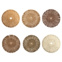 Set van 6 ronde placemats met geweven stro-effect Ø38cm Nature Aanbieding