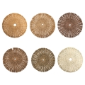 Set van 6 ronde placemats met geweven stro-effect Ø38cm Nature Aanbieding