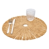 Set van 6 ronde placemats met geweven stro-effect Ø38cm Nature Verkoop