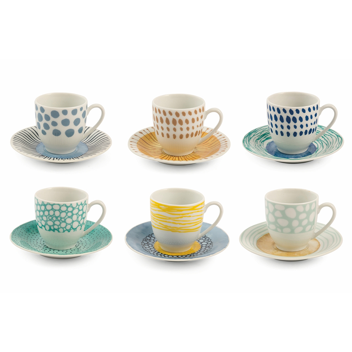 Ensemble de 6 tasses à café en porcelaine avec soucoupe 90ml Marea C Promotion Ensemble de 6 tasses à café en porcelaine avec soucoupe 90ml Marea C Promotion