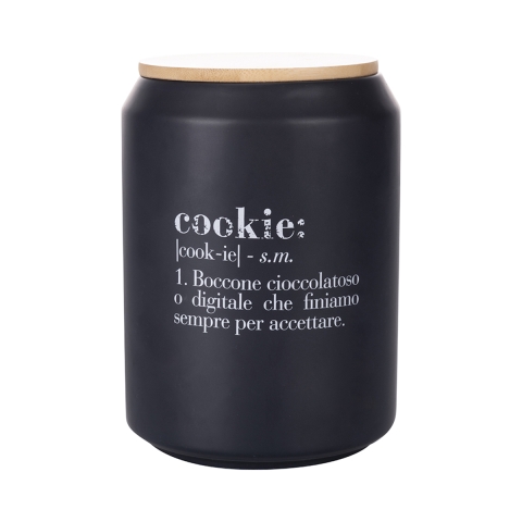 Zwarte koekjestrommel met bamboedeksel 1,6L Victionary G Aanbieding