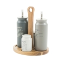Set condiment bois 5 pièces avec huilier en grès Victionary B Offre