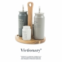 Set condiment bois 5 pièces avec huilier en grès Victionary B Modèle