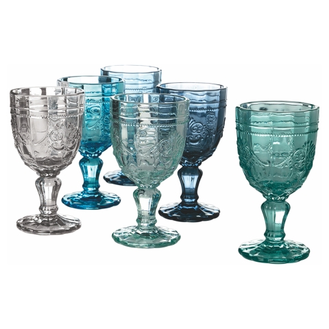 Set van 6 glazen 265ml met arabesk patroon Syrah Aanbieding