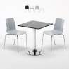Table Carrée Noire 70x70cm Avec 2 Chaises Colorées Et Transparentes Set Intérieur Bar Café Lollipop Platinum Promotion