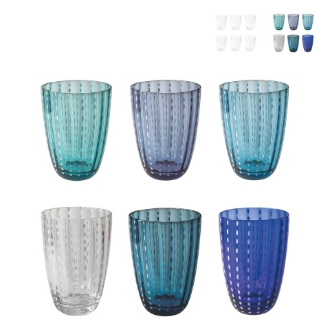 Lot de 6 verres à eau en verre à pois blancs 300ml Kalahari Promotion